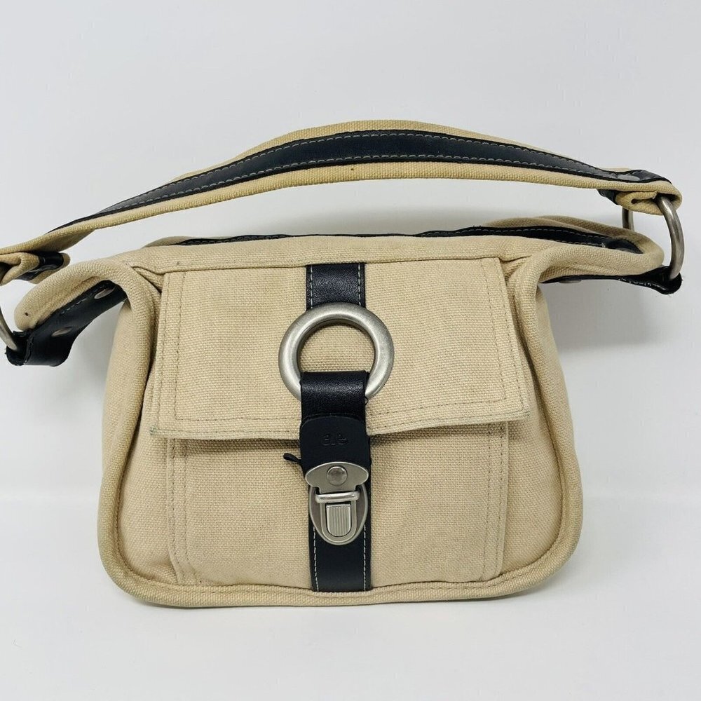 American Eagle Womens 8" W x 6" H Canvas Small Shoulder Purse Zipper Closure Tan
